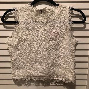 Chicwish Diva Full Lace Crop Top in White NWT